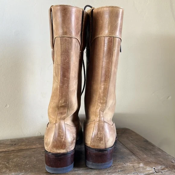 Made in Mexico Tan Leather Lace Up Boots Size 6 - Picture 3 of 6
